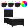 Krevet box spring s madracem LED crni 90x200 cm od tkanine