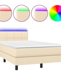Krevet box spring s madracem LED krem 120 x 200 cm od tkanine