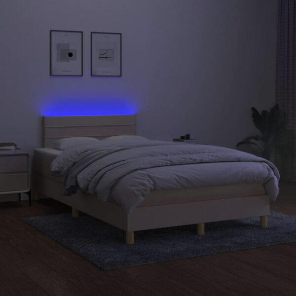 Krevet box spring s madracem LED krem 120 x 200 cm od tkanine - Image 4