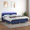 Krevet box spring s madracem LED plavi 180x200 cm od tkanine