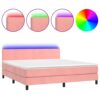 Krevet box spring s madracem LED ružičasti 180x200cm baršunasti