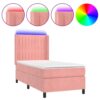 Krevet box spring s madracem LED ružičasti 80x200 cm baršunasti