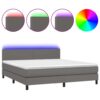 Krevet box spring s madracem LED sivi 180x200cm od umjetne kože