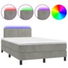 Krevet box spring s madracem LED svjetlosivi 120x200 cm baršun