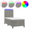 Krevet box spring s madracem LED svjetlosivi 80x200 cm baršun