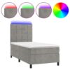 Krevet box spring s madracem LED svjetlosivi 90x190 cm baršun
