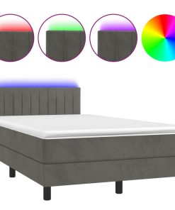 Krevet box spring s madracem LED tamnosivi 120 x 200 cm baršun