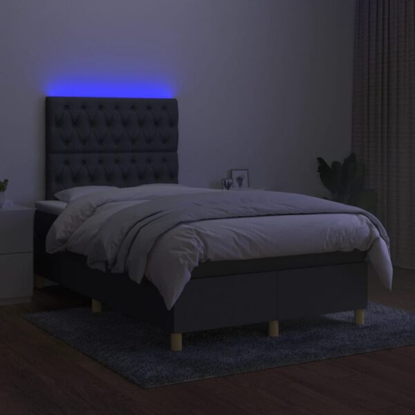 Krevet box spring s madracem LED tamnosivi 120 x 200 cm tkanina - Image 4