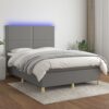 Krevet box spring s madracem LED tamnosivi 140x190 cm tkanina