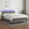 Krevet box spring s madracem LED tamnosivi 140x190 cm tkanina