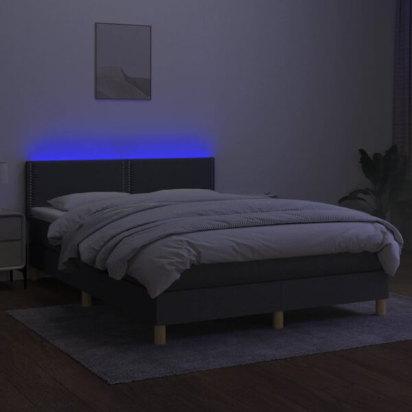 Krevet box spring s madracem LED tamnosivi 140x200 cm tkanina - Image 3