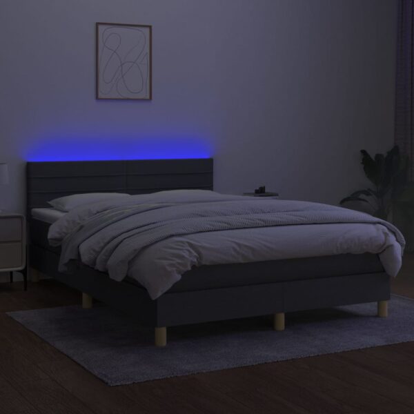 Krevet box spring s madracem LED tamnosivi 140x200 cm tkanina - Image 3