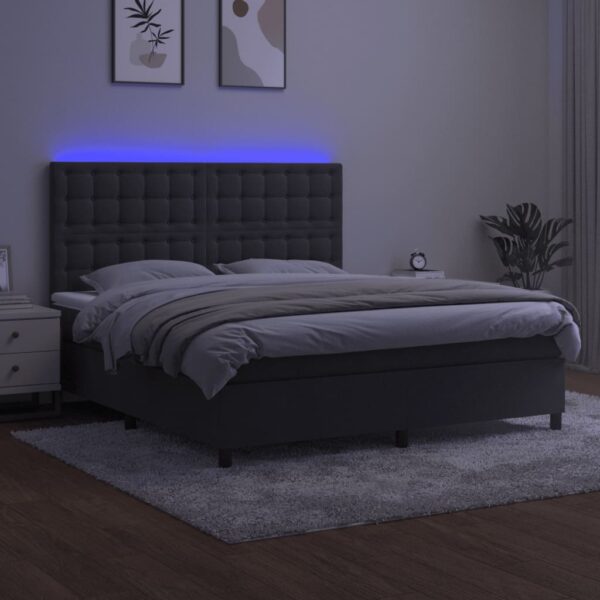 Krevet box spring s madracem LED tamnosivi 160x200 cm baršun - Image 4