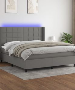 Krevet box spring s madracem LED tamnosivi 160x200 cm tkanina