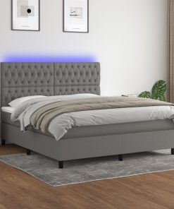 Krevet box spring s madracem LED tamnosivi 160x200 cm tkanina