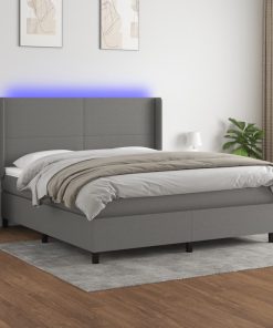 Krevet box spring s madracem LED tamnosivi 180x200 cm tkanina