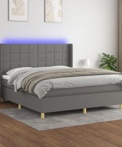 Krevet box spring s madracem LED tamnosivi 180x200 cm tkanina