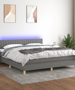 Krevet box spring s madracem LED tamnosivi 180x200 cm tkanina