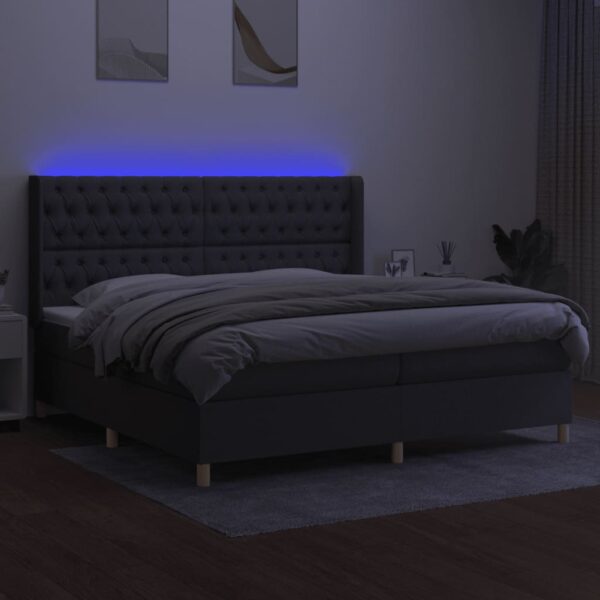 Krevet box spring s madracem LED tamnosivi 200x200 cm tkanina - Image 3