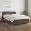 Krevet box spring s madracem LED tamnosmeđi 140x190 cm tkanina