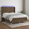 Krevet box spring s madracem LED tamnosmeđi 140x200 cm tkanina