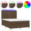 Krevet box spring s madracem LED tamnosmeđi 140x200 cm tkanina