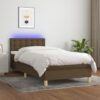 Krevet box spring s madracem LED tamnosmeđi 90x200 cm tkanina