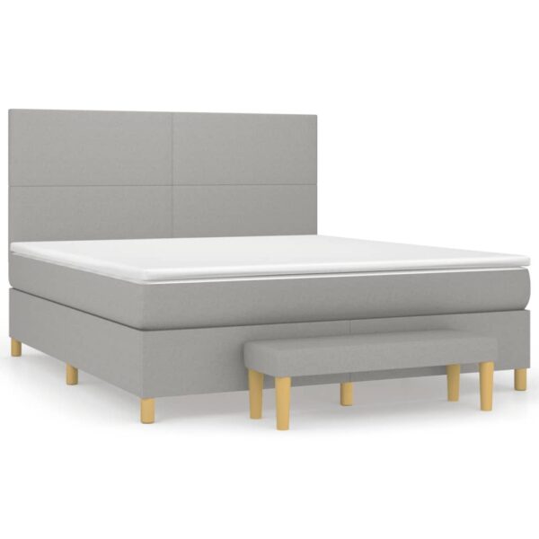 Krevet box spring s madracem svjetlosiva 160x200 cm tkanina