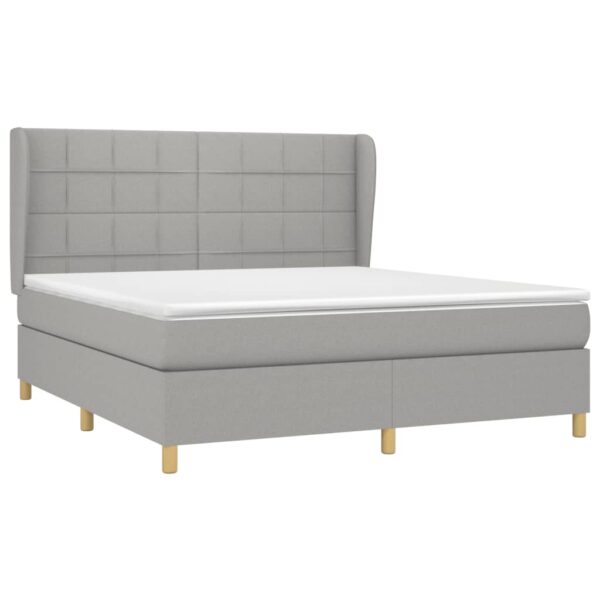 Krevet box spring s madracem svjetlosiva 160x200 cm tkanina - Image 3