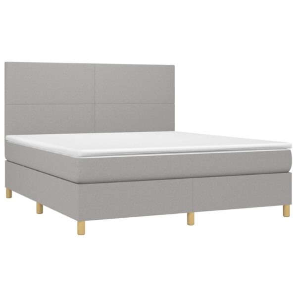 Krevet box spring s madracem svjetlosiva 160x200 cm tkanina - Image 3