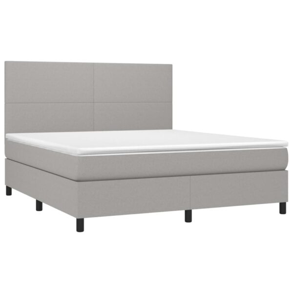 Krevet box spring s madracem svjetlosiva 160x200 cm tkanina - Image 3