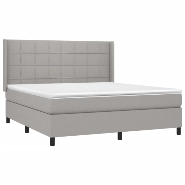 Krevet box spring s madracem svjetlosiva 160x200 cm tkanina - Image 3