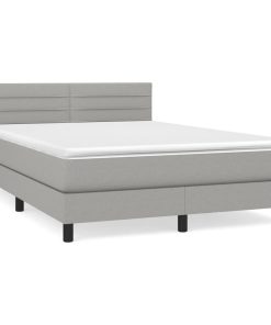 Krevet box spring s madracem svjetlosivi 140x200 cm od tkanine