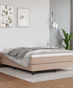 Krevet s oprugama i madrac cappuccino 140x200cm od umjetne kože