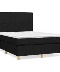 Krevet s oprugama i madracem crni 140x200 cm od tkanine