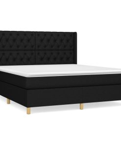 Krevet s oprugama i madracem crni 160x200 cm od tkanine
