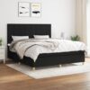 Krevet s oprugama i madracem crni 180x200 cm od tkanine