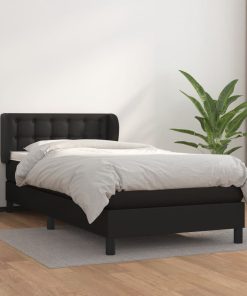 Krevet s oprugama i madracem crni 80 x 200 cm od umjetne kože