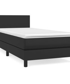 Krevet s oprugama i madracem crni 90 x 200 cm od umjetne kože