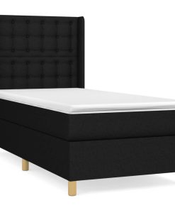 Krevet s oprugama i madracem crni 90x200 cm od tkanine