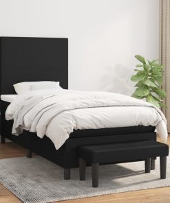 Krevet s oprugama i madracem crni 90x200 cm od tkanine