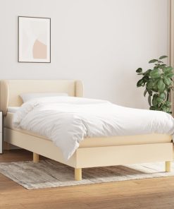 Krevet s oprugama i madracem krem 100 x 200 cm od tkanine