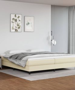 Krevet s oprugama i madracem krem 200x200 cm od umjetne kože