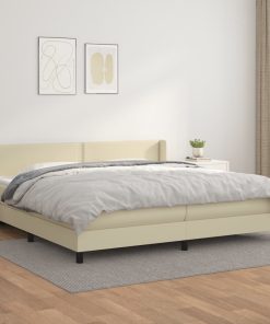 Krevet s oprugama i madracem krem 200x200 cm od umjetne kože