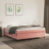 Krevet s oprugama i madracem ružičasti 160x200 cm baršunasti