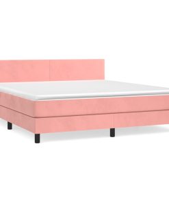 Krevet s oprugama i madracem ružičasti 180x200 cm baršunasti