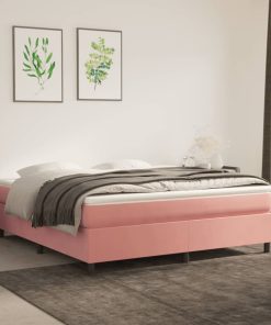 Krevet s oprugama i madracem ružičasti 180x200 cm baršunasti