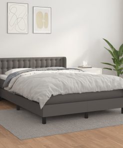 Krevet s oprugama i madracem sivi 140x200 cm od umjetne kože