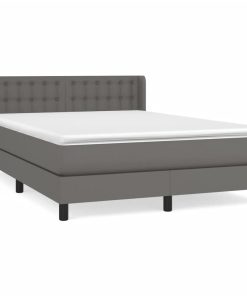 Krevet s oprugama i madracem sivi 140x200 cm od umjetne kože