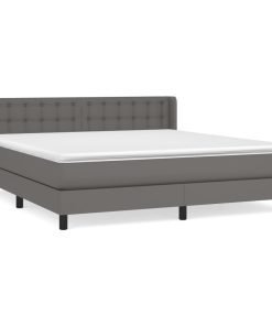 Krevet s oprugama i madracem sivi 180 x 200 cm od umjetne kože